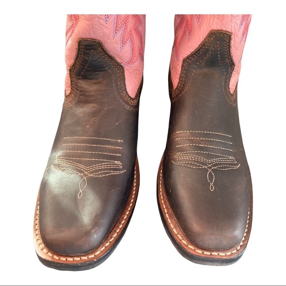 NWT Masterson sz 6 pink brown leather embroidered cowgirl boots - Picture 7 of 16